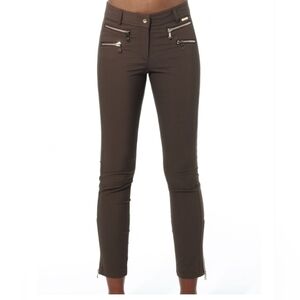 Michael Michael Kors Brown Pants with Gold Zipper Accents Women's 2
